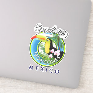 Entdecken Sie das Retro-Logo von Troncones Mexico Aufkleber