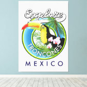Entdecken Sie das Retro-Logo von Troncones Mexico Leinwanddruck (Insitu (Holzboden))