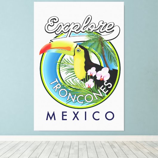 Entdecken Sie das Retro-Logo von Troncones Mexico Leinwanddruck (Insitu (Holzboden))