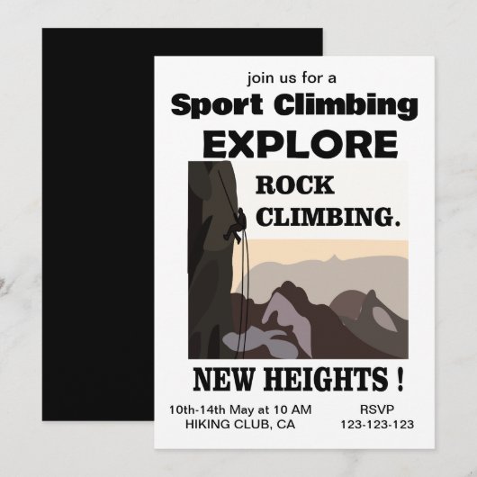 Entdecken Sie das Rock Climbing mit neuen Höhen Einladung (Vorne/Hinten)