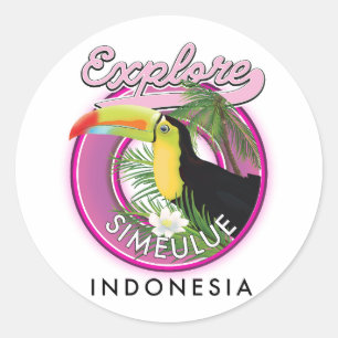 Entdecken Sie das Simeulue Indonesia-Logo. Runder Aufkleber
