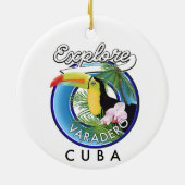 Entdecken Sie das Varadero Cuba Reiselogo Keramik Ornament (Hinten)