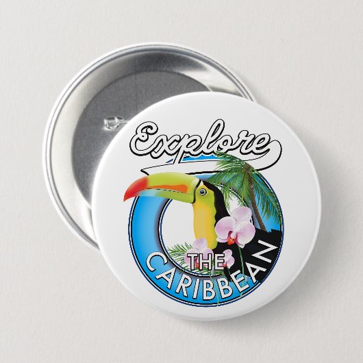 Entdecken Sie den karibischen Reisepflaster. Button (Vorne & Hinten)