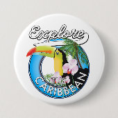 Entdecken Sie den karibischen Reisepflaster. Button (Vorderseite)