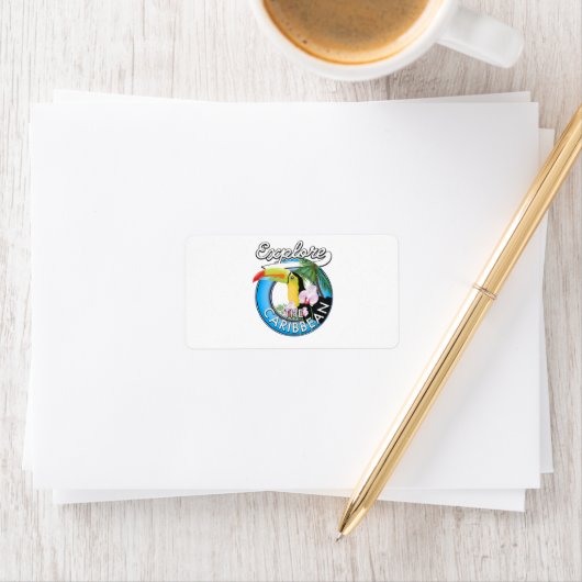 Entdecken Sie den karibischen Reisepflaster. Knopf Adressaufkleber (Insitu)