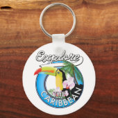 Entdecken Sie den karibischen Reisepflaster. Schlüsselanhänger (Vorderseite)