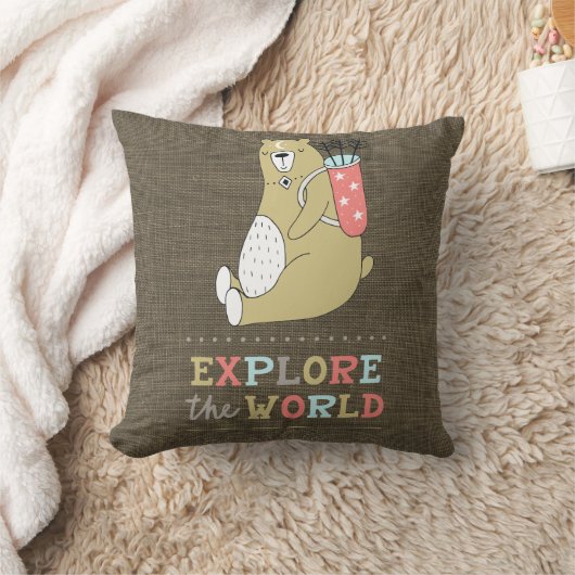 Entdecken Sie die Kinder des Boho-Bären Kissen (Decke)