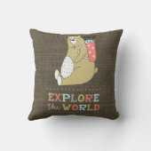 Entdecken Sie die Kinder des Boho-Bären Kissen (Rückseite)