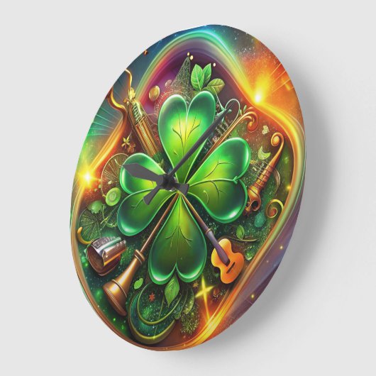 Entdecken Sie die perfekte Harmonie von Kleeblatt, Große Wanduhr (Winkel)