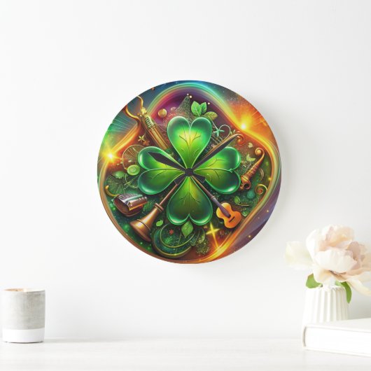 Entdecken Sie die perfekte Harmonie von Kleeblatt, Große Wanduhr (Zuhause)