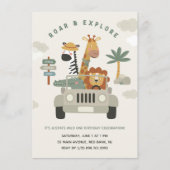 Entdecken Sie die Safari Wild l Animals zum Geburt Einladung (Vorderseite)