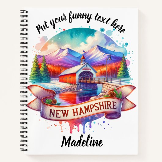 Entdecken Sie die überdachte Brücke von New Hampsh Notizblock (Vorderseite)