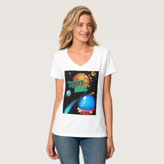 Entdecken Sie die Unendlichkeit T-Shirt (Vorderseite Vollansicht)