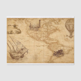 Entdecken Sie die Vintage Karte Amerikas Seidenpapier