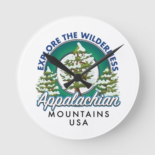 Entdecken Sie die Wilderness Appalachian Mountains Runde Wanduhr (Vorderseite)