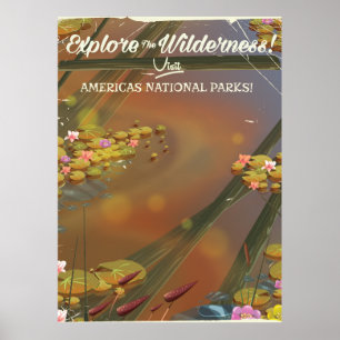 Entdecken Sie die Wildnis! Besuchen Sie die USA Poster