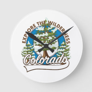 Entdecken Sie die Wildnis, Colorado Runde Wanduhr