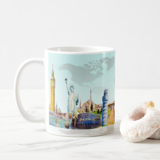 Entdecken Sie die World Travel Mug Kaffeetasse (Mit Donut)