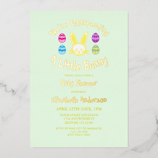 Entdecken Sie eine kleine Ostersonnendusche Folieneinladung (Vorderseite)