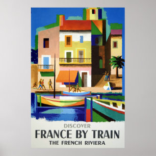 Entdecken Sie Frankreich mit Train Vintage Poster