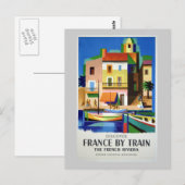 Entdecken Sie Frankreich mit Train Vintage Poster Postkarte (Vorne/Hinten)