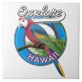 Entdecken Sie Hawaii Retro-Logo Fliese (Vorderseite)