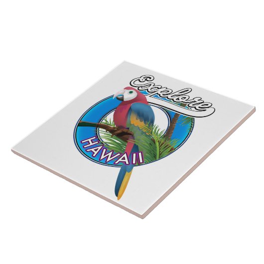 Entdecken Sie Hawaii Retro-Logo Fliese (Seite)