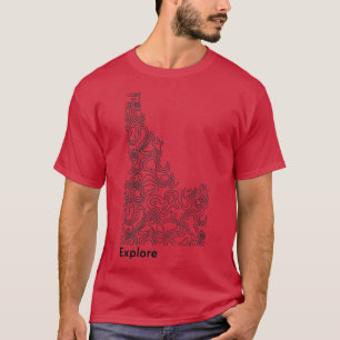 Entdecken Sie Idaho Outdoor-Liebhaber schwarz Topo T-Shirt