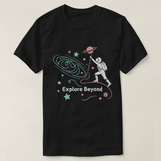 Entdecken Sie Jenseits des Aufklebers des Astronau T-Shirt (Design vorne)