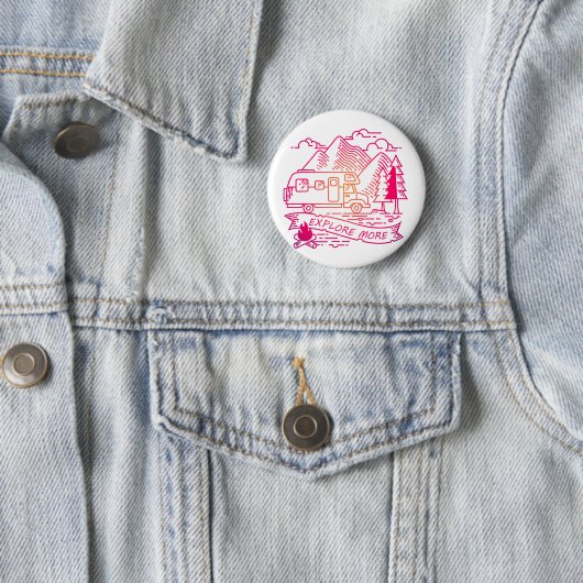Entdecken Sie mehr Rosa Camper Van Mountain Nature Button (Beispiel)
