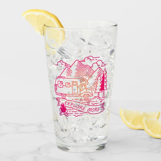 Entdecken Sie mehr Rosa Camper Van Mountain Nature Glas (Vorderseite Ice)