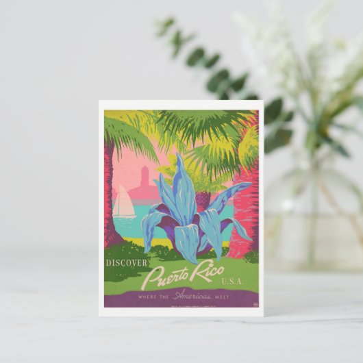 "Entdecken Sie Puerto Rico" Vintag Postkarte (Stehend Vorderseite)