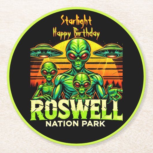 Entdecken Sie Roswell's UFO Hotspot noch heute! Runder Pappuntersetzer (Vorderseite)