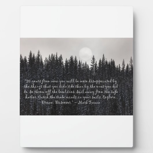 Entdecken Sie. Träume. Entdecken Sie. - Mark Twain Fotoplatte (Vorderseite)