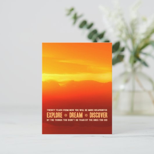 Entdecken Sie. Träume. Entdecken Sie. Postkarte (Stehend Vorderseite)