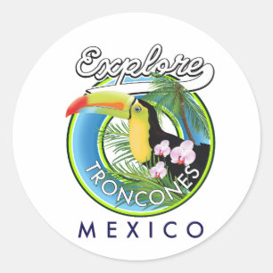 Entdecken Sie Troncones Mexico Retro-Logo Coffee T Runder Aufkleber