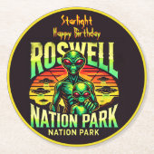 Entdecken Sie UFO Lore in Roswell! Runder Pappuntersetzer (Vorderseite)