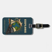 Entdecken Sie Welt Vintage Design Gepäckanhänger (Vorderseite horizontal)