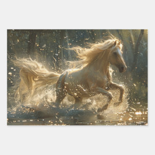 Entdeckende Pferde im Wilden Gallop im Freien Geschenkpapier Set