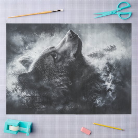 Entdeckter Bär Vollmond Hintergrund Fusion Art Seidenpapier (Basteln)