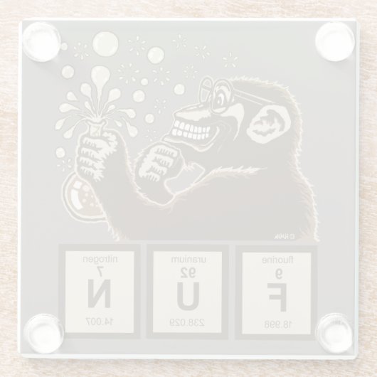 Entdeckter Spaß der Chemie Affe Glasuntersetzer (Rückseite)