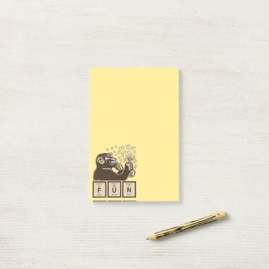 Entdeckter Spaß der Chemie Affe Post-it Klebezettel (Auf Schreibtisch)