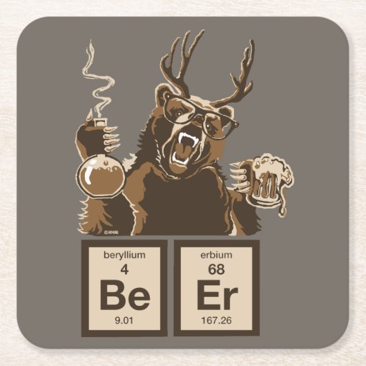 Entdecktes Bier der Chemie Bär Rechteckiger Pappuntersetzer (Vorderseite)
