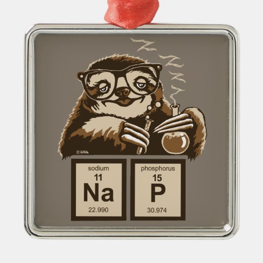 Entdecktes Nickerchen der Chemie Sloth Ornament Aus Metall (Vorne)
