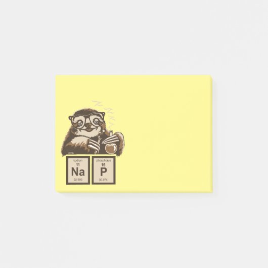 Entdecktes Nickerchen der Chemie Sloth Post-it Klebezettel (Vorderseite)