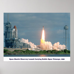 Entdeckung, die Hubble Teleskop 1990 trägt Poster