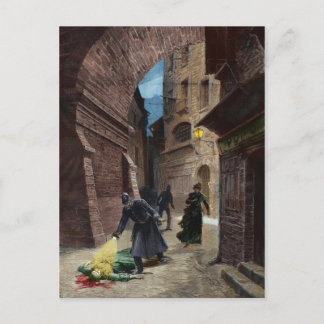 Entdeckung eines Opfers des Jacks am Ripper Postkarte