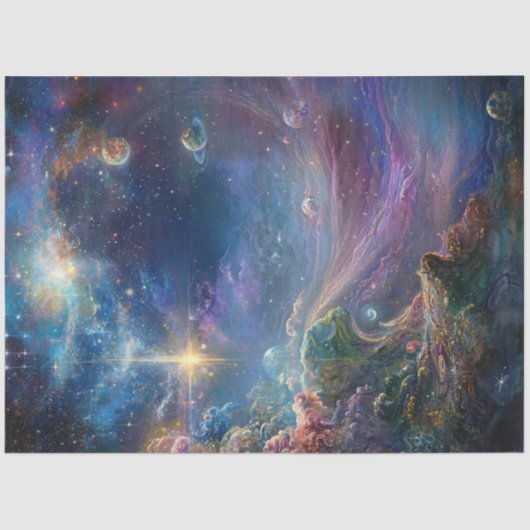 Entdeckungsreise Whimsical Vibrannt Landschaftsgär Seidenpapier (Vorderseite)