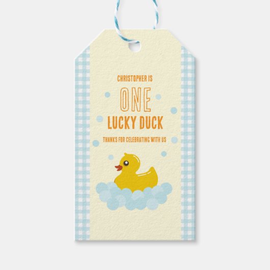 Ente 1. Geburtstag Geschenkanhänger (Vorderseite)