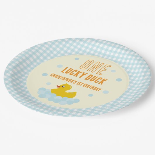 Ente 1. Geburtstag Pappteller (Schrägansicht)